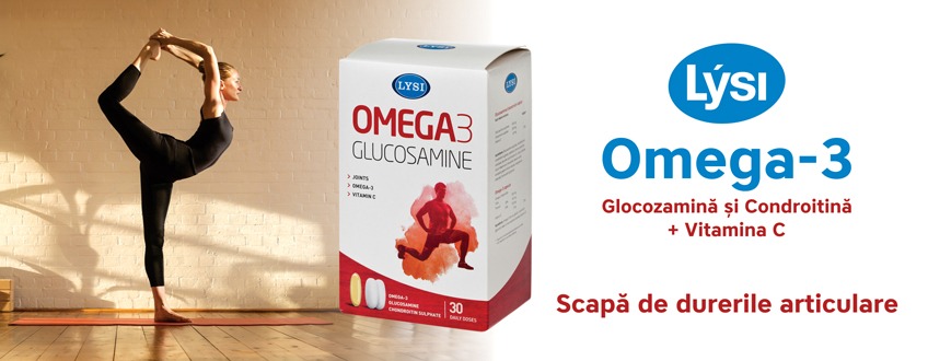 (P) Dureri articulare? Te ajută OMEGA-3 Glucozamină de la Lysi!